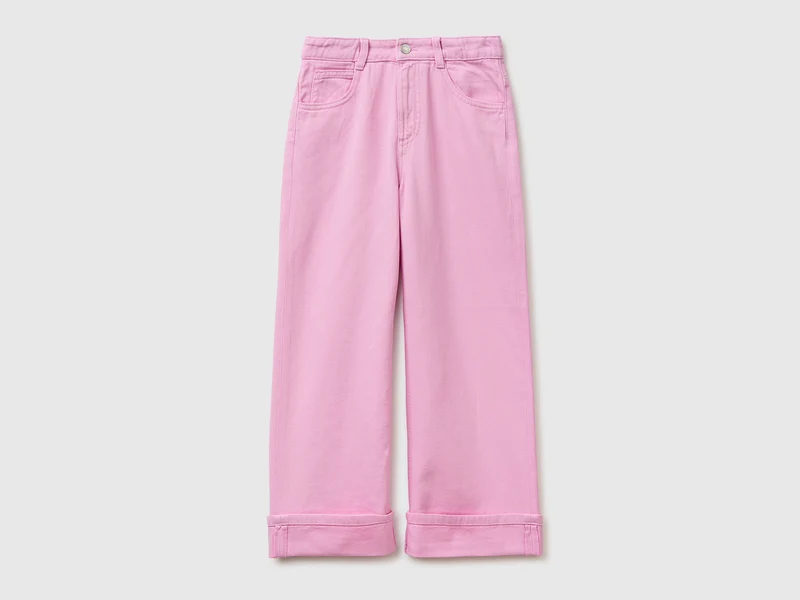 Pantaloni wide fit con risvolto