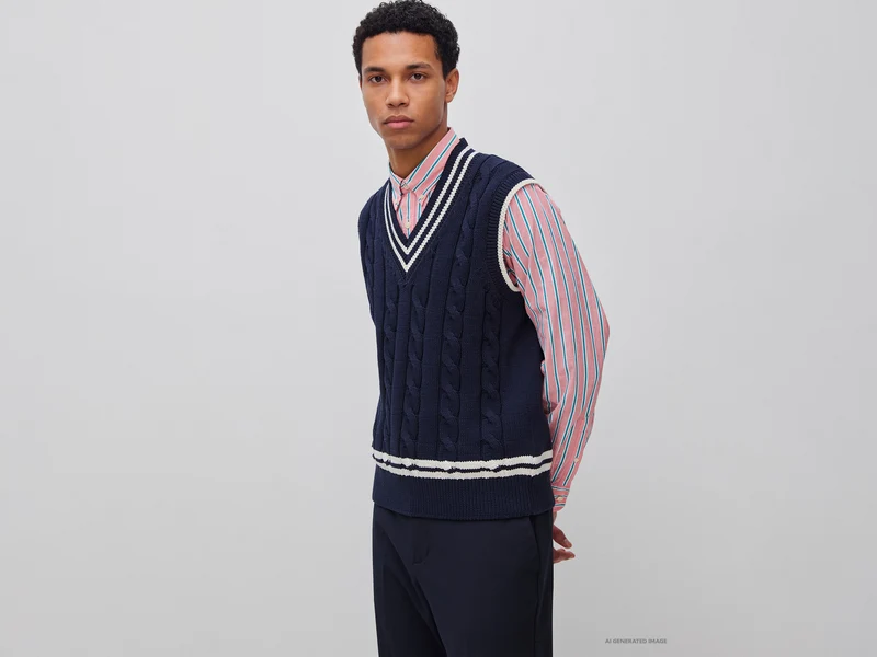 Gilet scollo a V con trecce