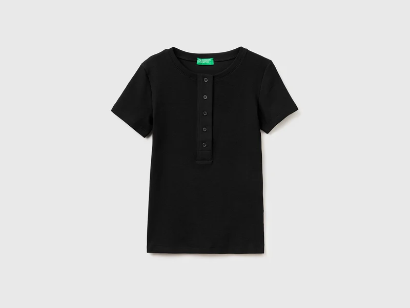 T-shirt serafino a costine