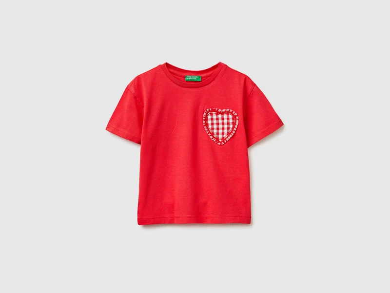 T-shirt con patch vichy