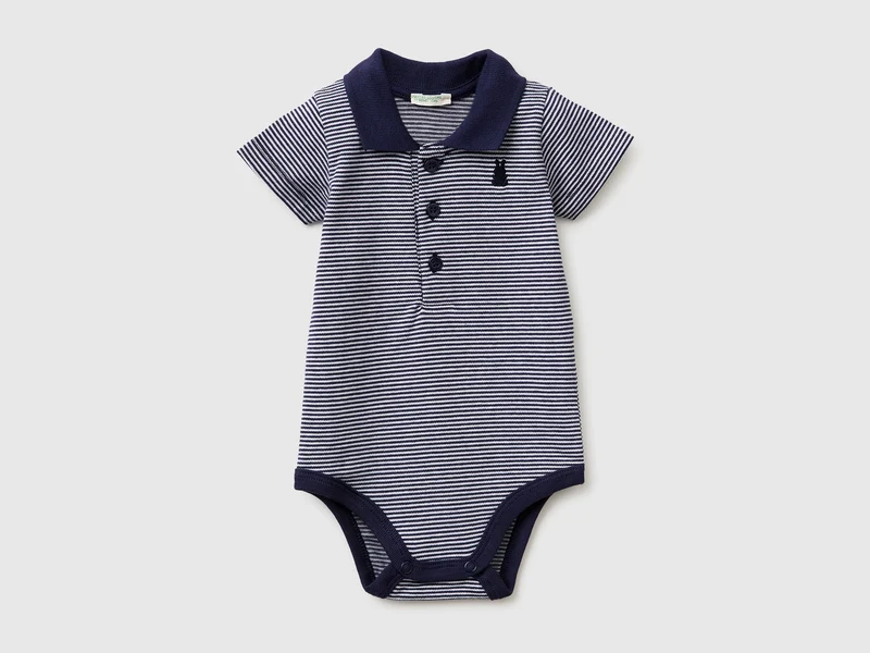 Body a polo in cotone elasticizzato