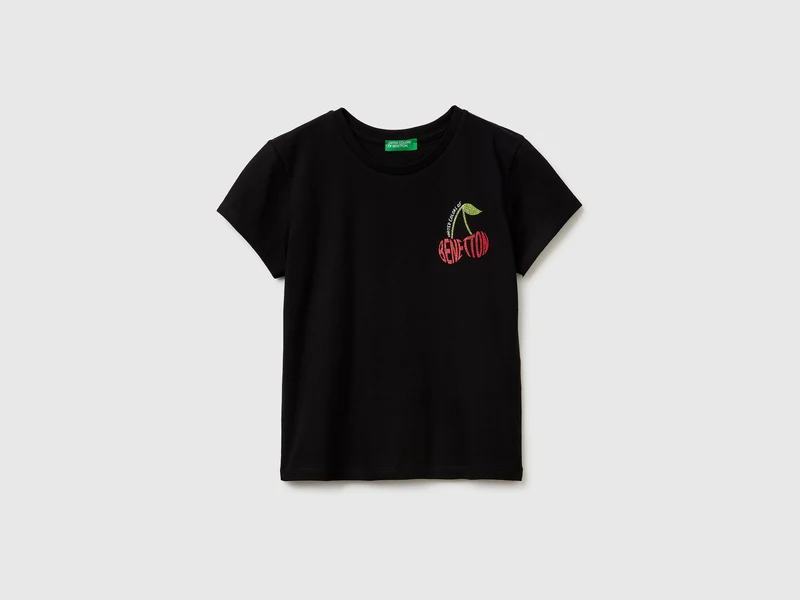 T-shirt con stampa glitter