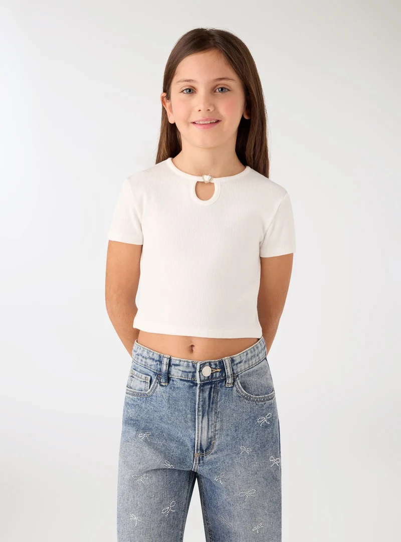 T-shirt crop con cuore