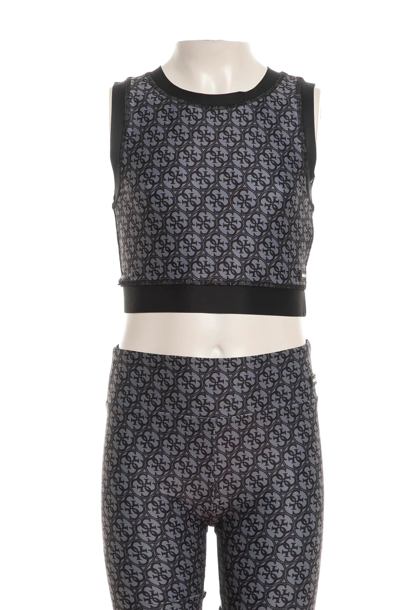 Top Guess Active Da Bambina Grigio Stampa Loghi 4 G Nera