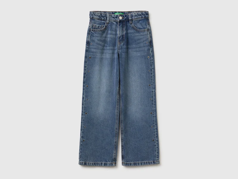 Jeans straight con occhielli