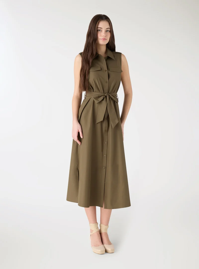 Vestito chemisier smanicato con cintura