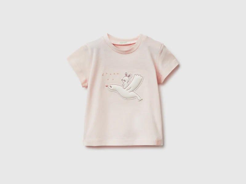 T-shirt con applicazione in cotone bio