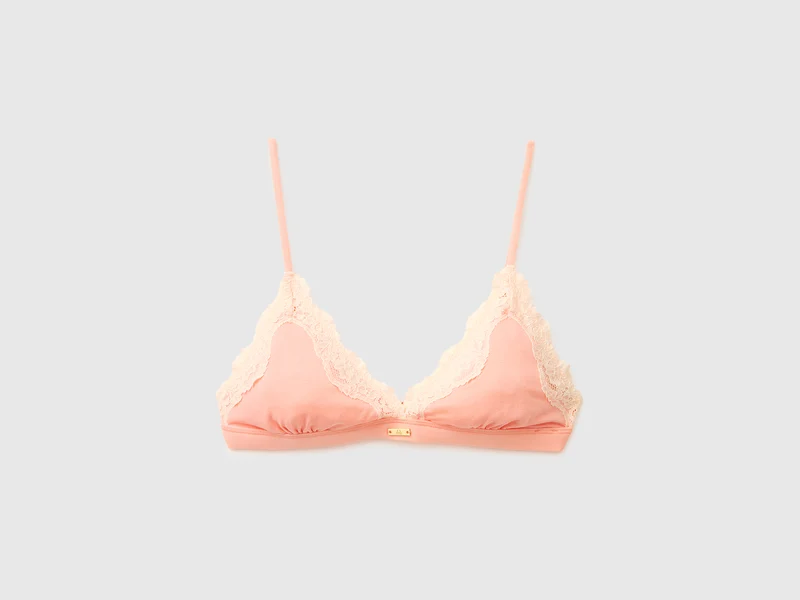 Reggiseno a triangolo in misto seta con pizzo