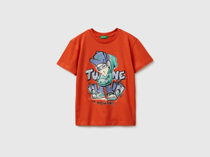 T-shirt con stampa in cotone bio