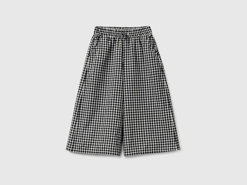 Pantaloni wide fit a quadretti vichy