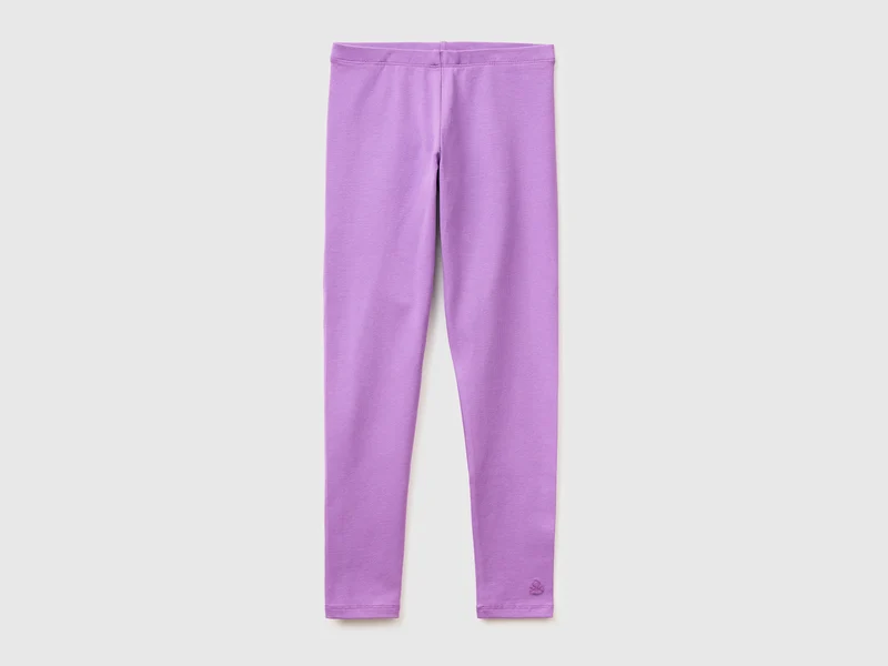 Leggings in cotone stretch con logo