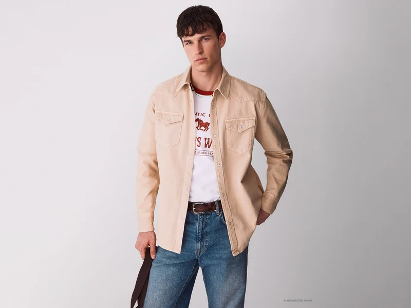 Camicia western in twill