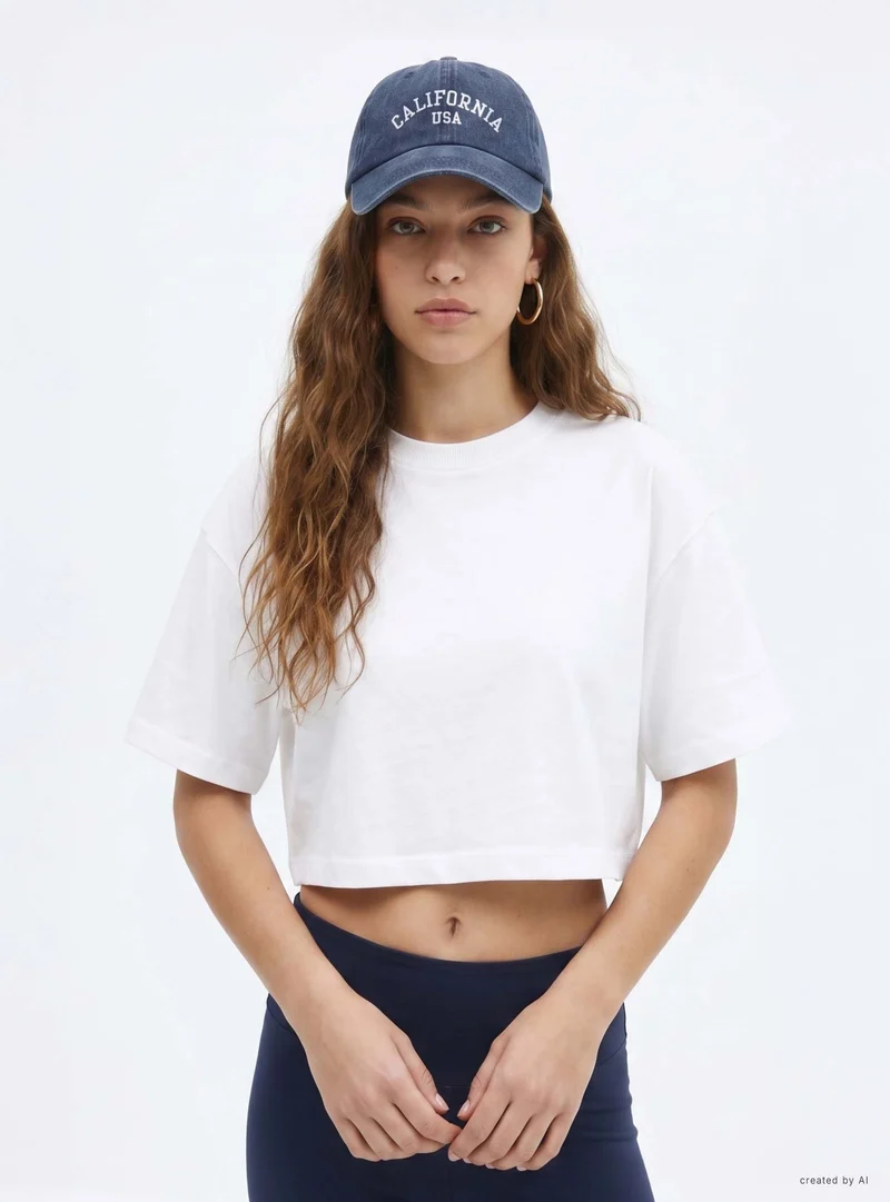 T-shirt crop a tinta unita
