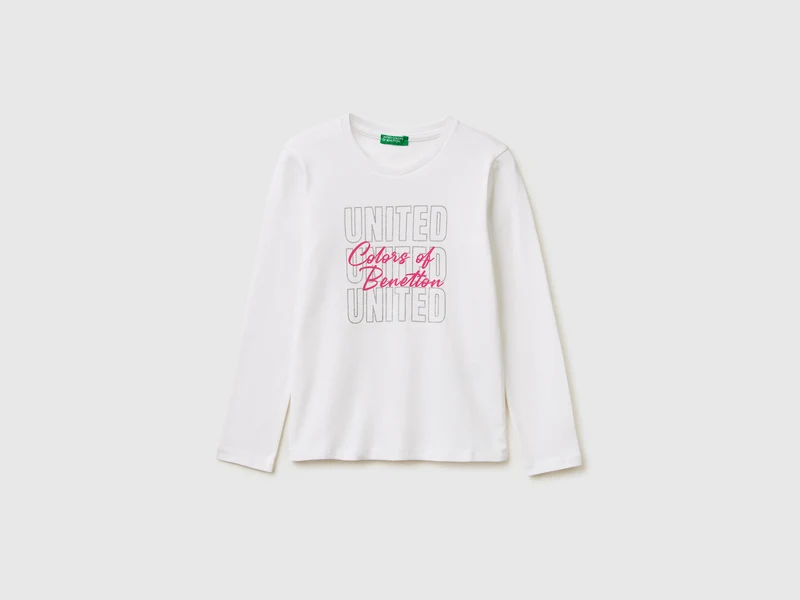 T-shirt con logo glitter in cotone bio