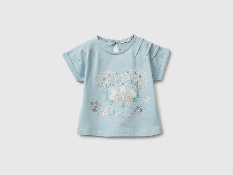 T-shirt con stampa e ricamo