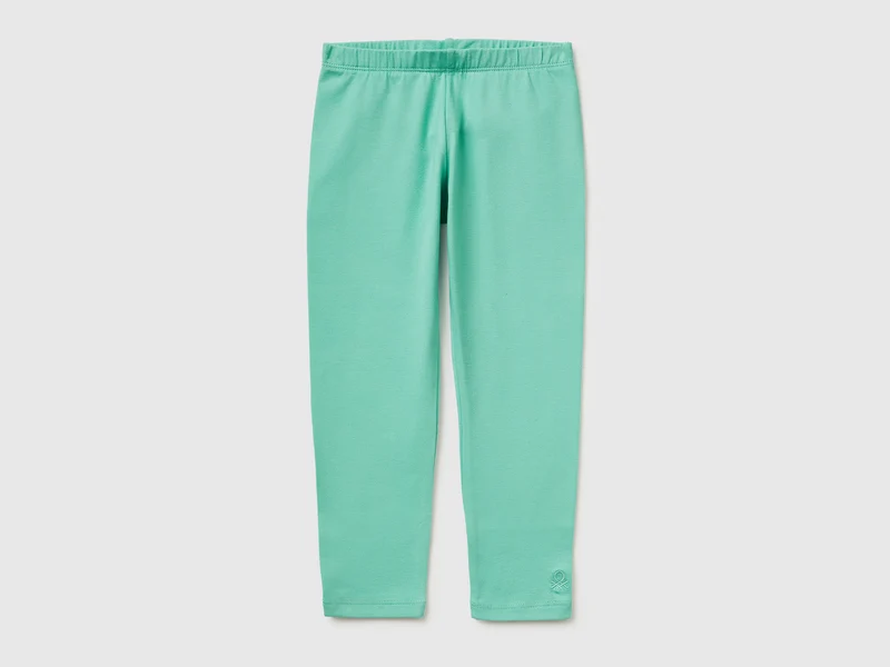 Leggings in cotone stretch con logo