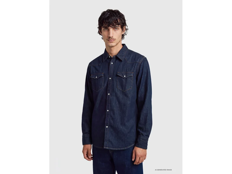 Camicia western di jeans scuro