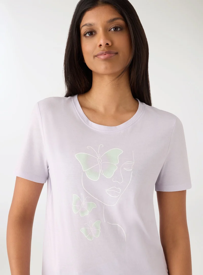 T-shirt con stampa volto