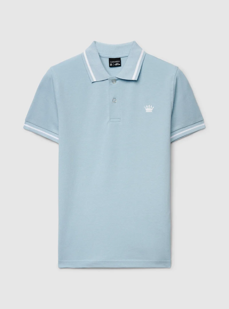 Polo con profili a contrasto e ricamo