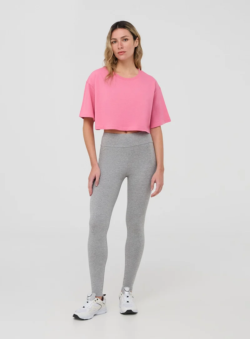 T-shirt crop a tinta unita