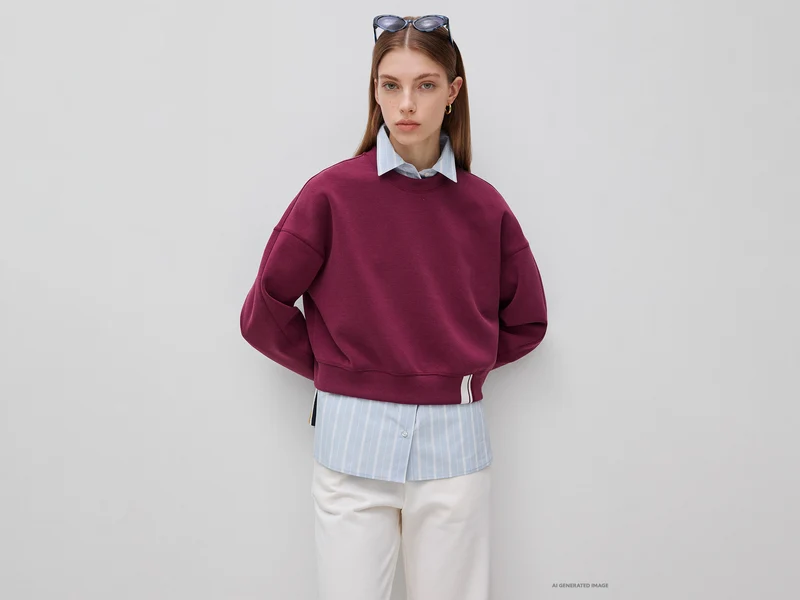 Felpa boxy fit con stemma dietro