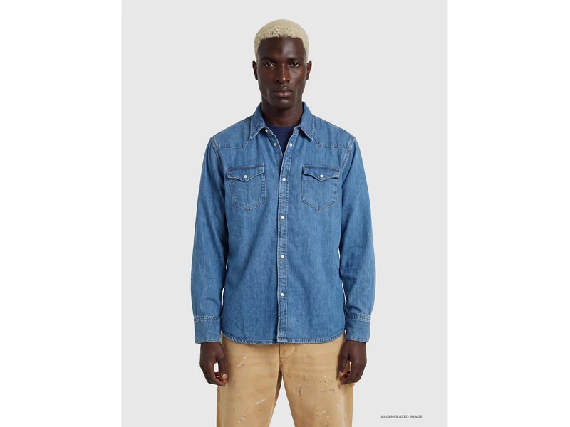 Camicia western di jeans chiaro