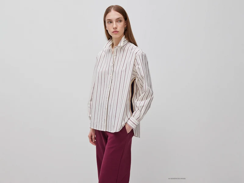 Camicia a righe con banda laterale