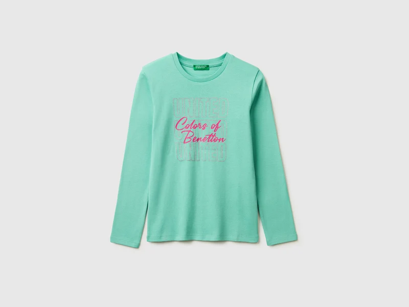 T-shirt con logo glitter in cotone bio