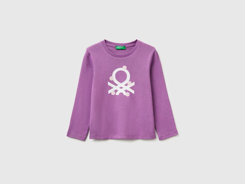 Maglietta con logo glitter in cotone bio