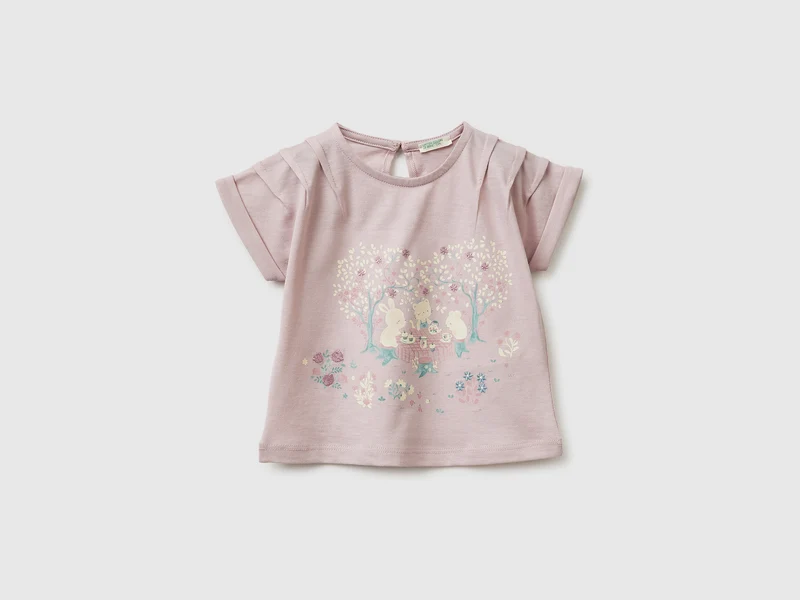 T-shirt con stampa e ricamo