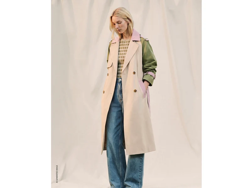 Trench color block con cintura