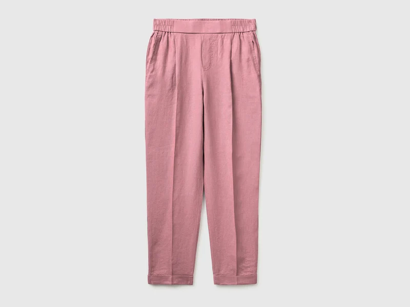 Pantaloni a sigaretta 100% lino