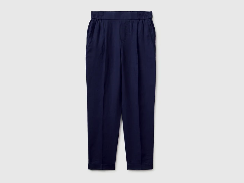 Pantaloni a sigaretta 100% lino