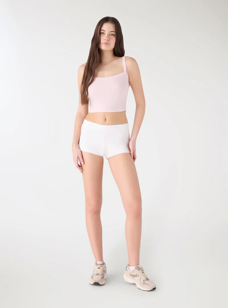 Culotte a costina tinta unita