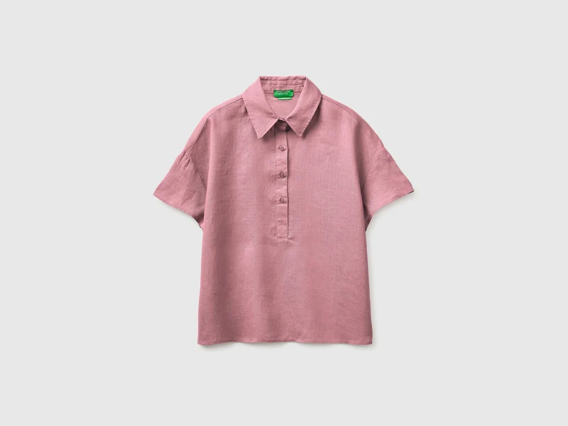 Blusa a manica corta 100% lino