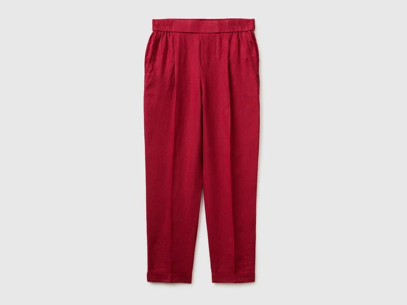 Pantaloni a sigaretta 100% lino
