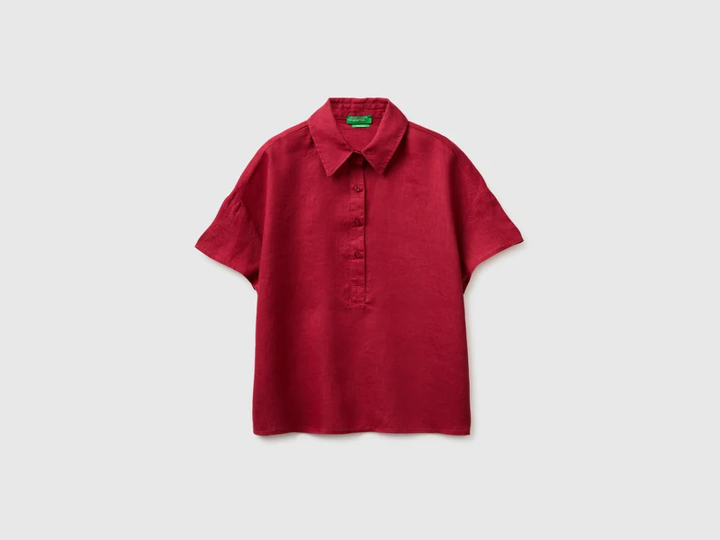Blusa a manica corta 100% lino