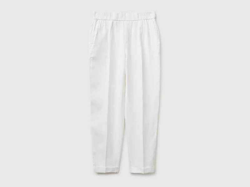 Pantaloni a sigaretta 100% lino