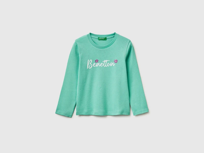 Maglietta con logo glitter in cotone bio