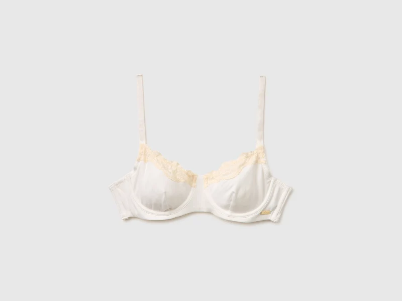 Reggiseno in misto seta con pizzo