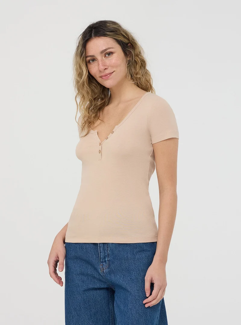 T-shirt serafino tinta unita