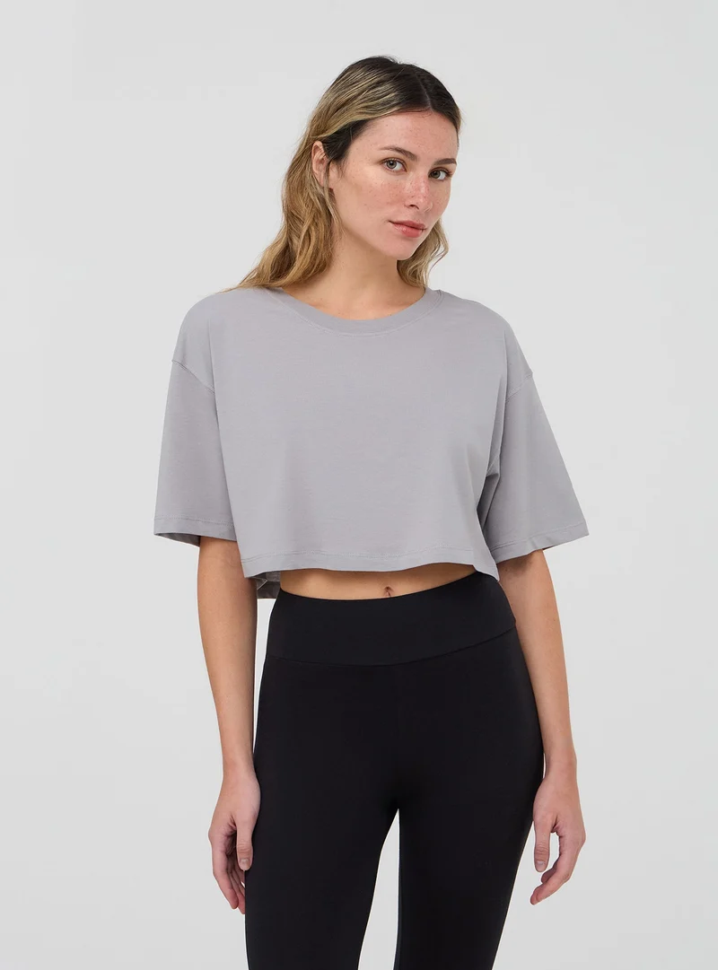 T-shirt crop a tinta unita