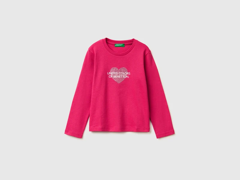 Maglietta con logo glitter in cotone bio