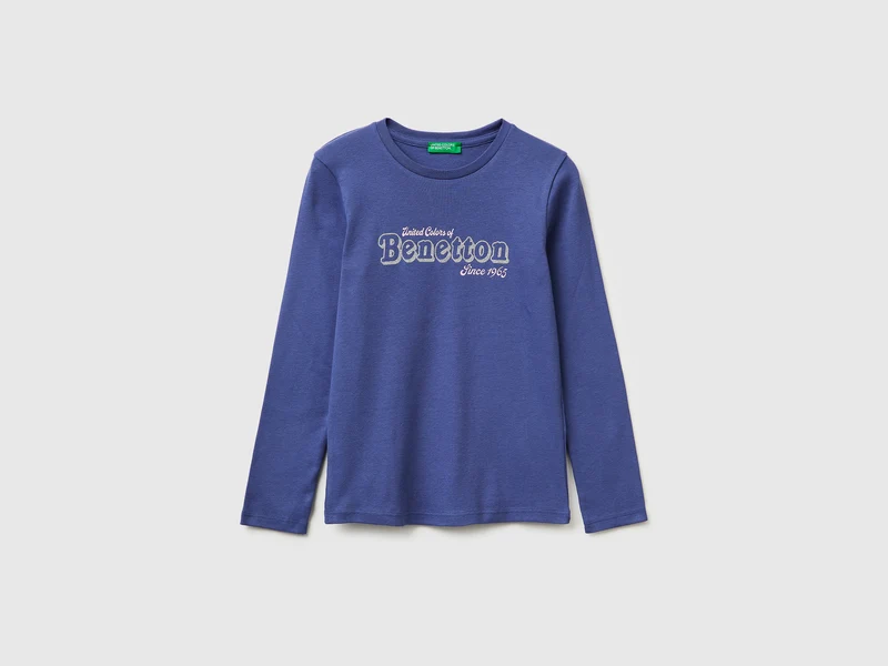 T-shirt con logo glitter in cotone bio