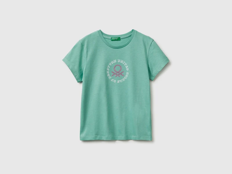 T-shirt con stampa glitter