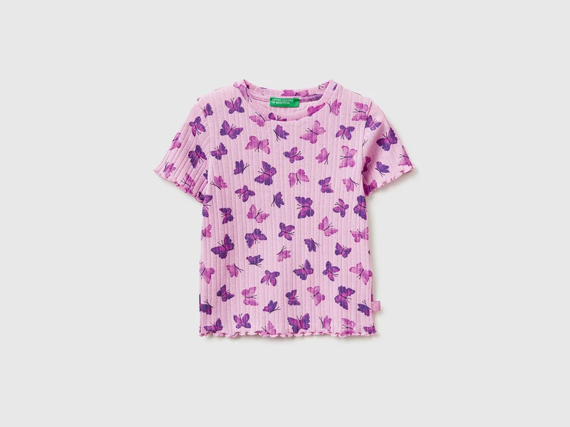 T-shirt stampata a costine