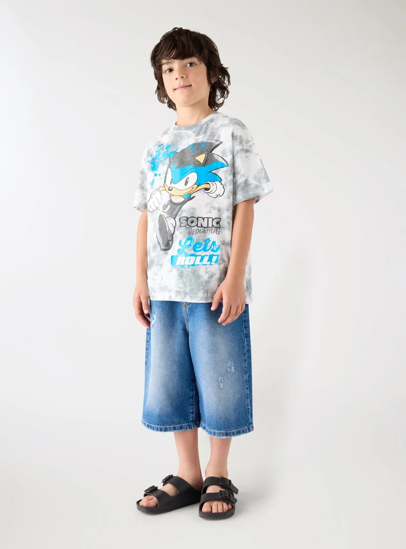 T-shirt tie dye con stampa Sonic®
