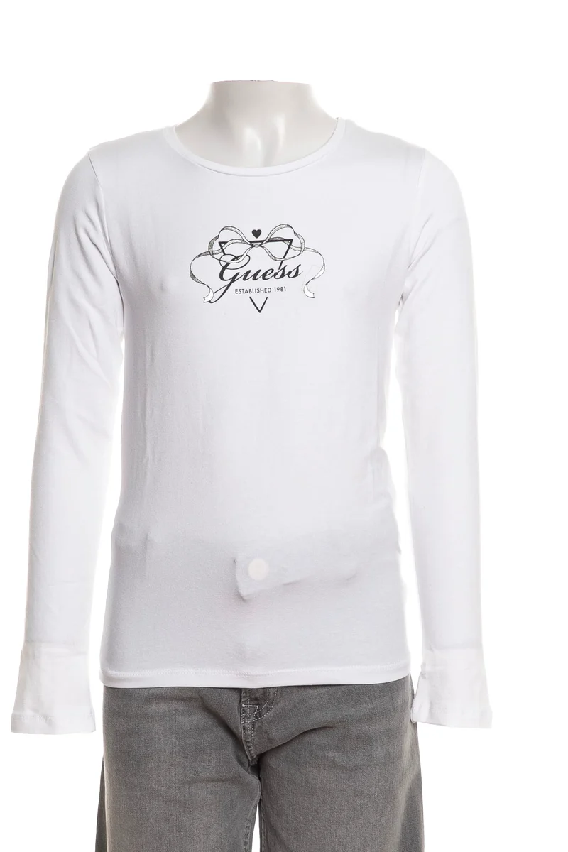T-Shirt Guess Shiny Signed Bow Da Bambina Bianca