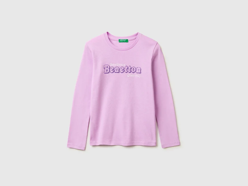 T-shirt con logo glitter in cotone bio