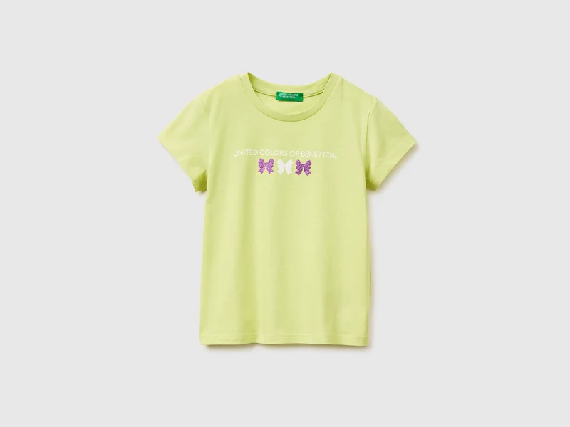 T-shirt con stampa glitter